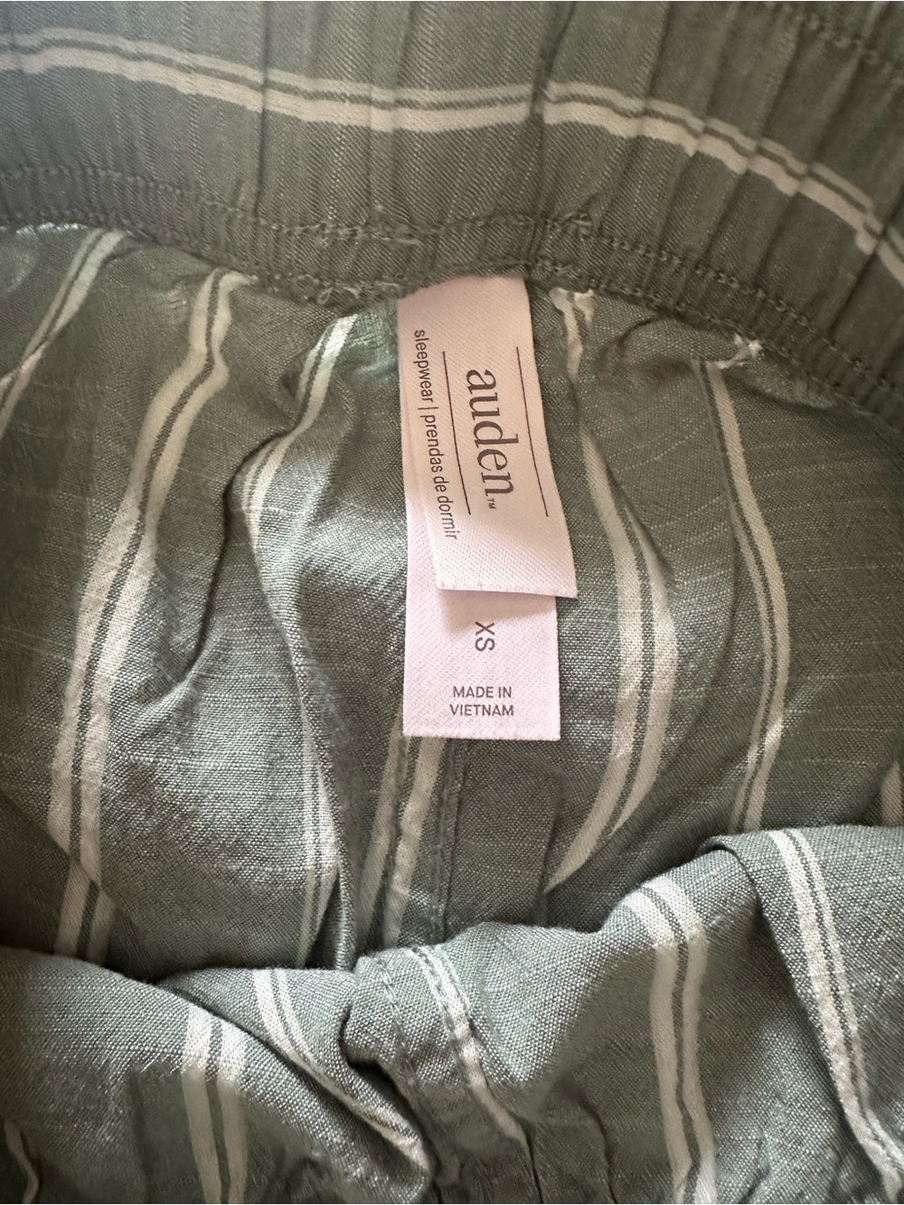 Auden Sage Green and White Striped Pajama Pants